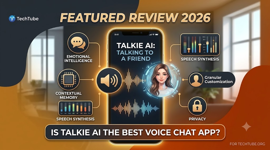 Talkie AI Review 2026 voice chat mobile app features featured image for TechTube